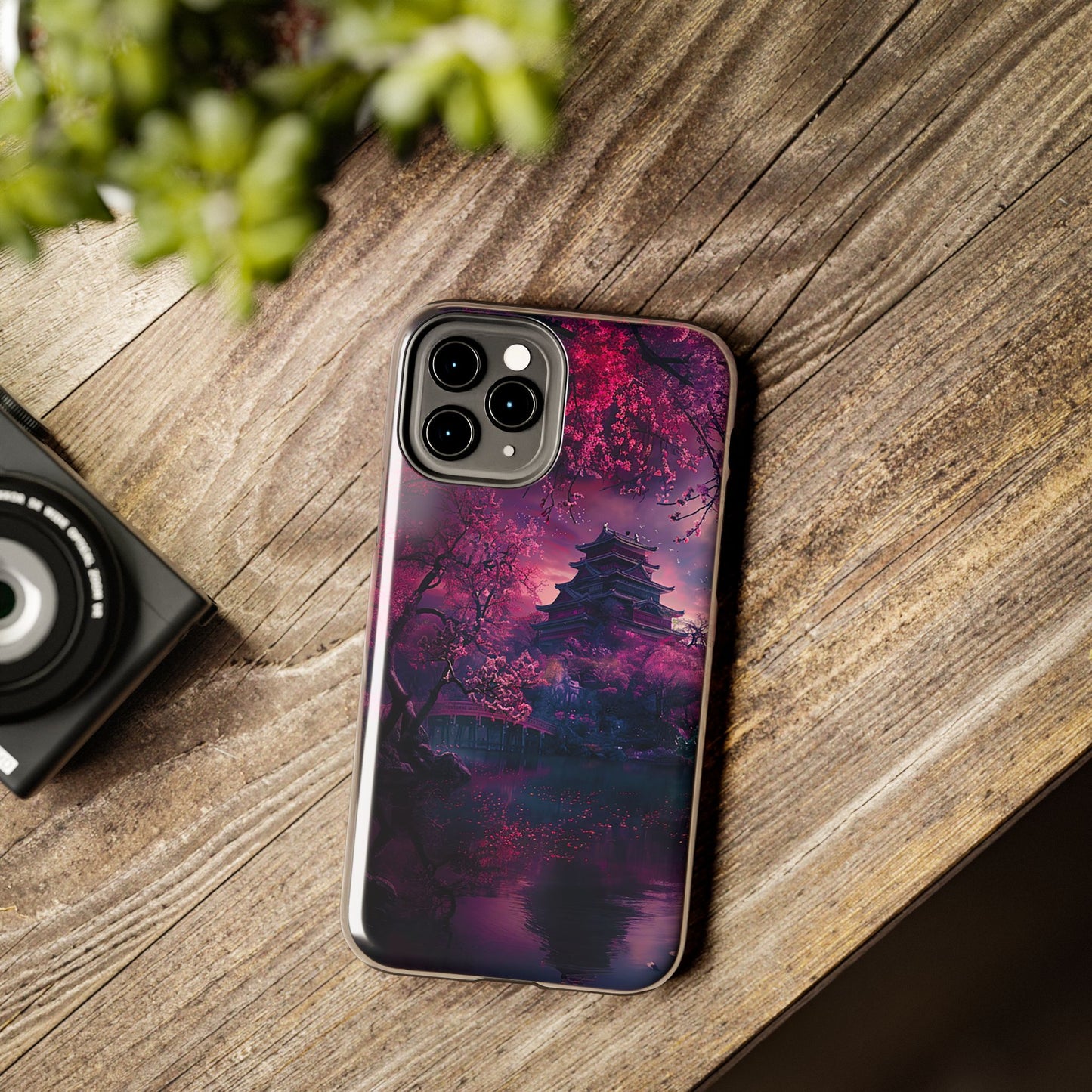 Japanese Cherry Blossum Castle Tough Phone Case iPhone Android