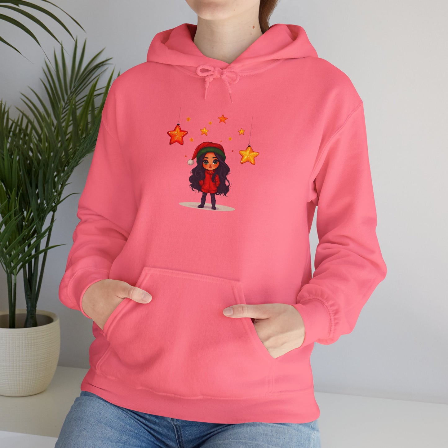 Cute Christmas Starry Ornaments Girl Unisex Heavy Blend™ Hooded Sweatshirt