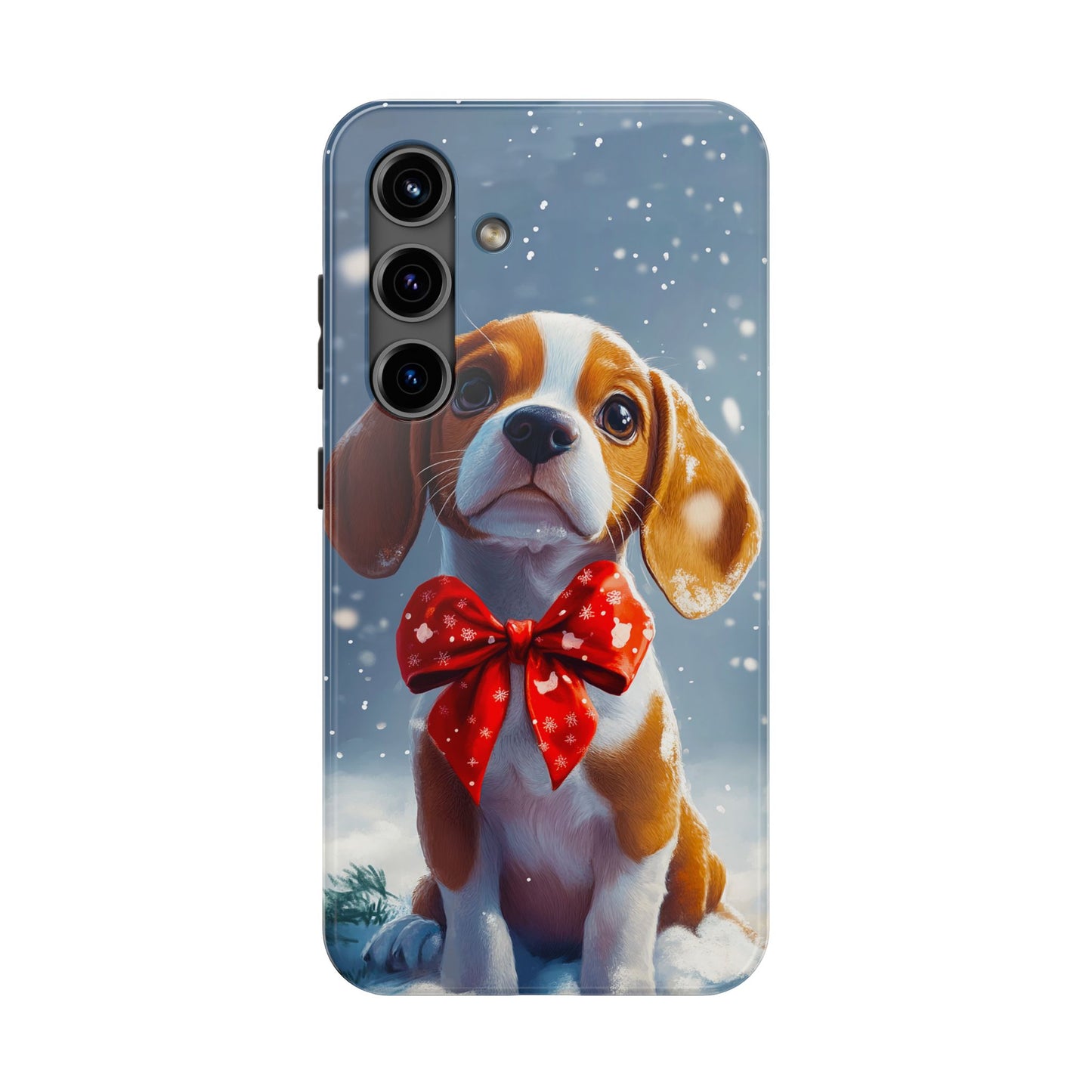 Snowy Cute Christmas Beagle Tough Phone Cases