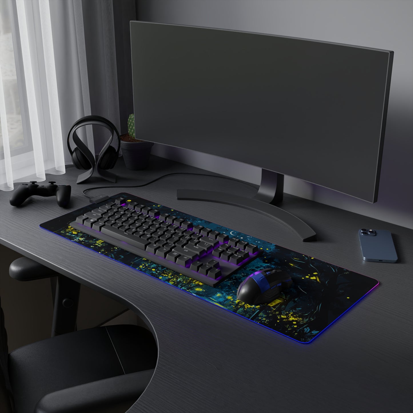 Fantasy Village Nighttime LED Gaming Mouse Pad