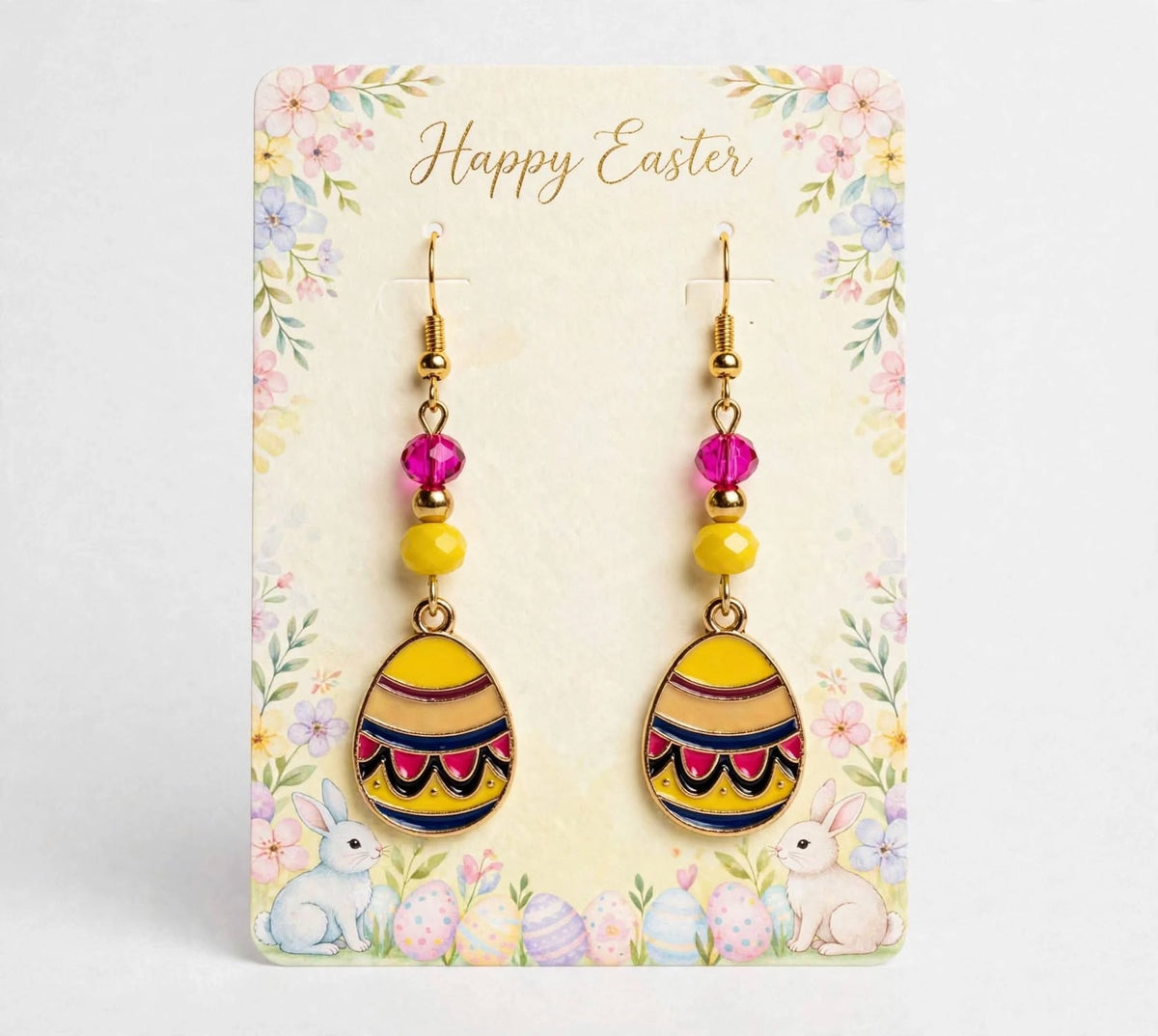 Vibrant Festive Easter Egg Design Enamel Earrings - Dangle Jewelry