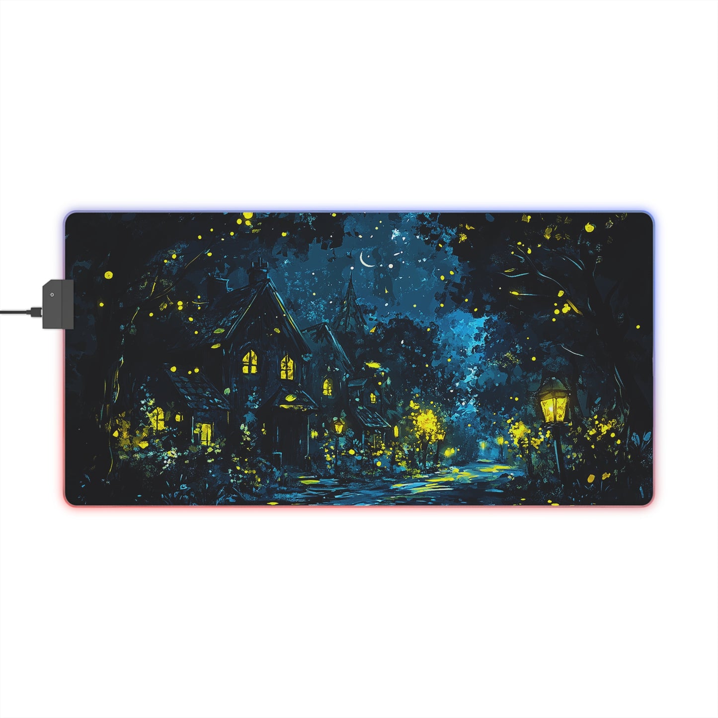 Fantasy Village Nighttime LED Gaming Mouse Pad