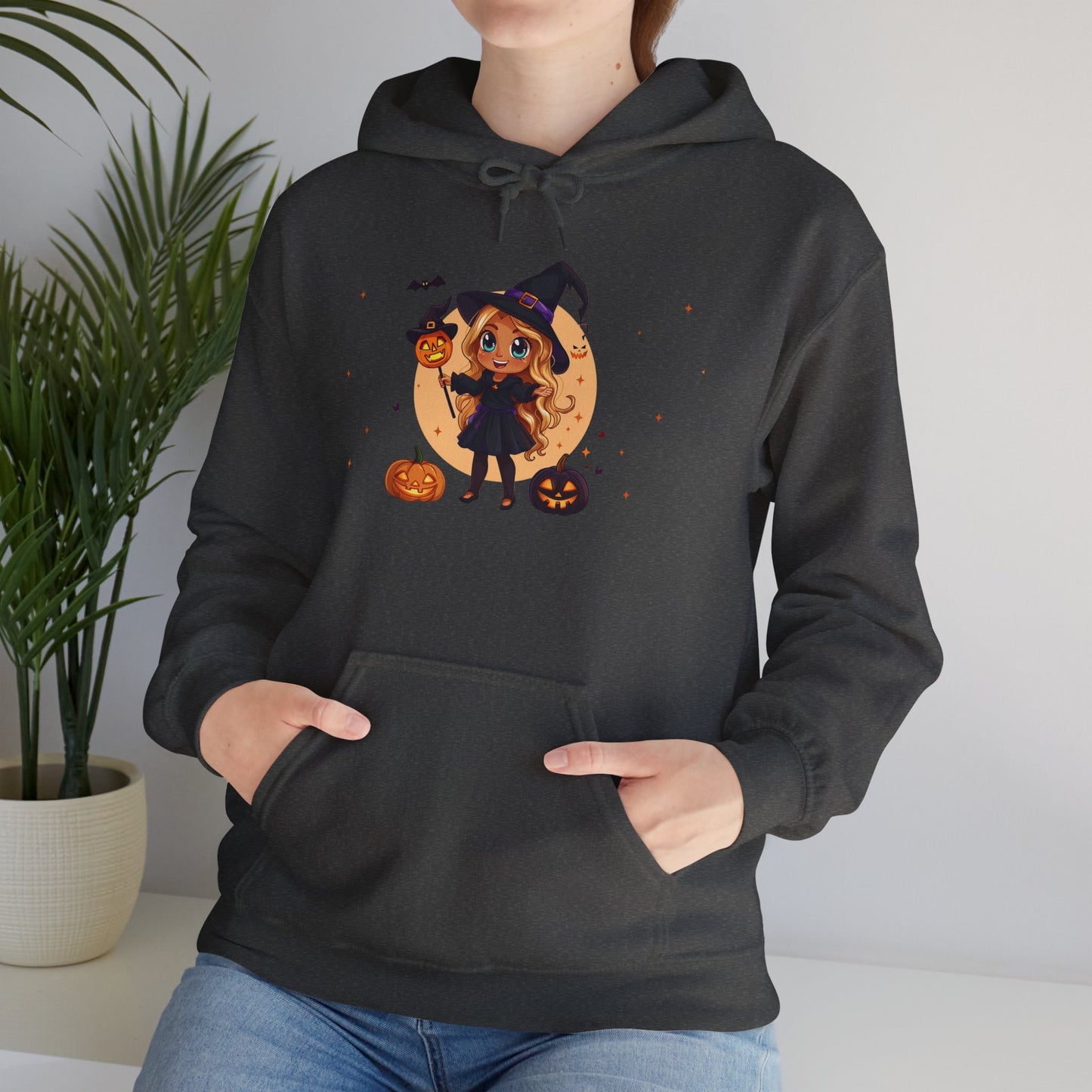 Cute Halloween Magician Girl Unisex Heavy Blend™ Hooded Sweatshirt