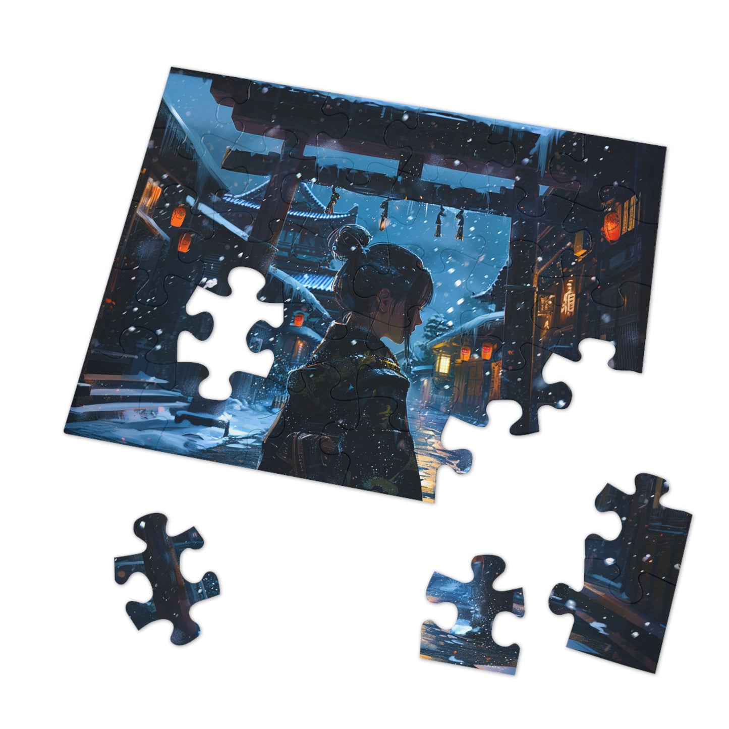 Snowy Japanese Village Jigsaw Puzzle (30, 110, 252, 500,1000-Piece)
