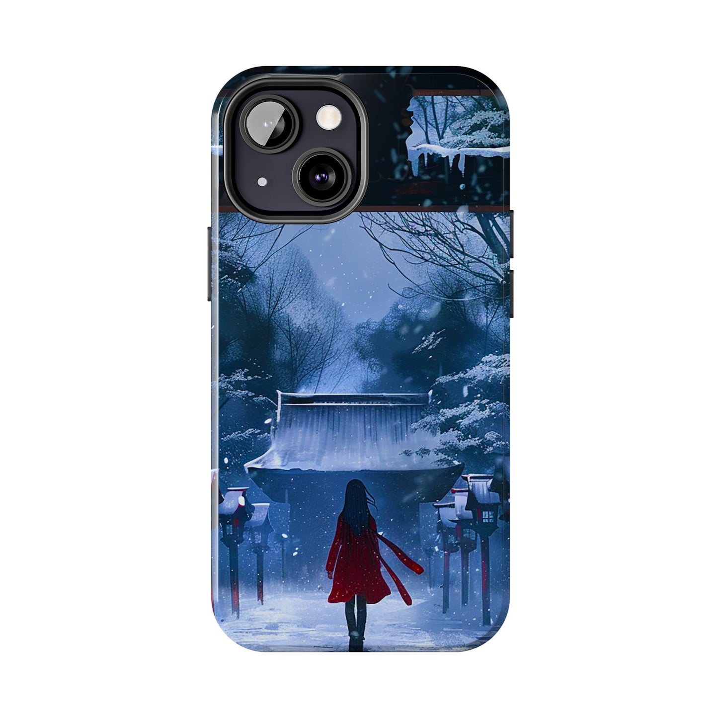 Japanese Snowy Shinto Shrine Girl Tough Phone Cases iPhone Android