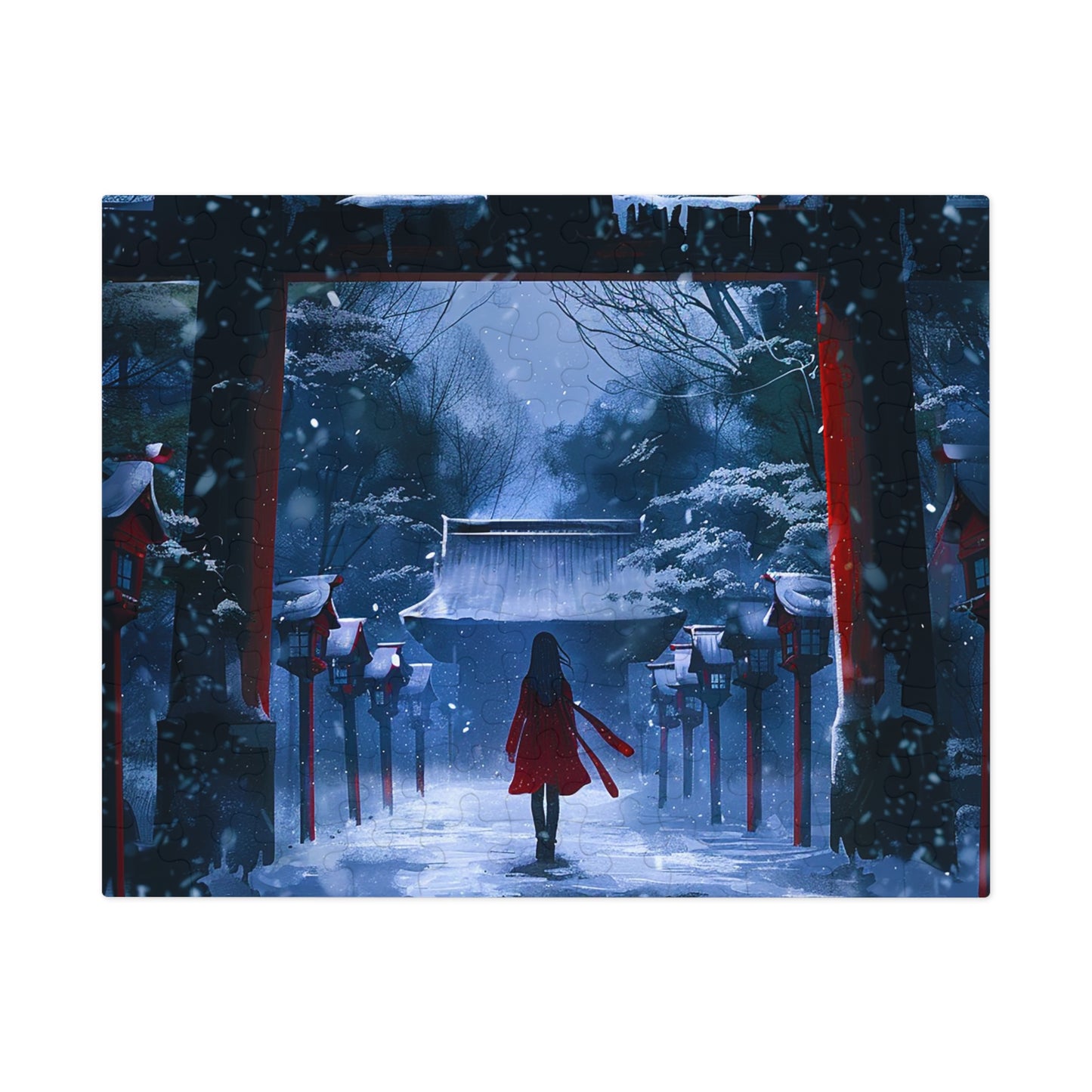 Japanese Snowy Shinto Shrine Girl Jigsaw Puzzle (30, 110, 252, 500,1000-Piece)