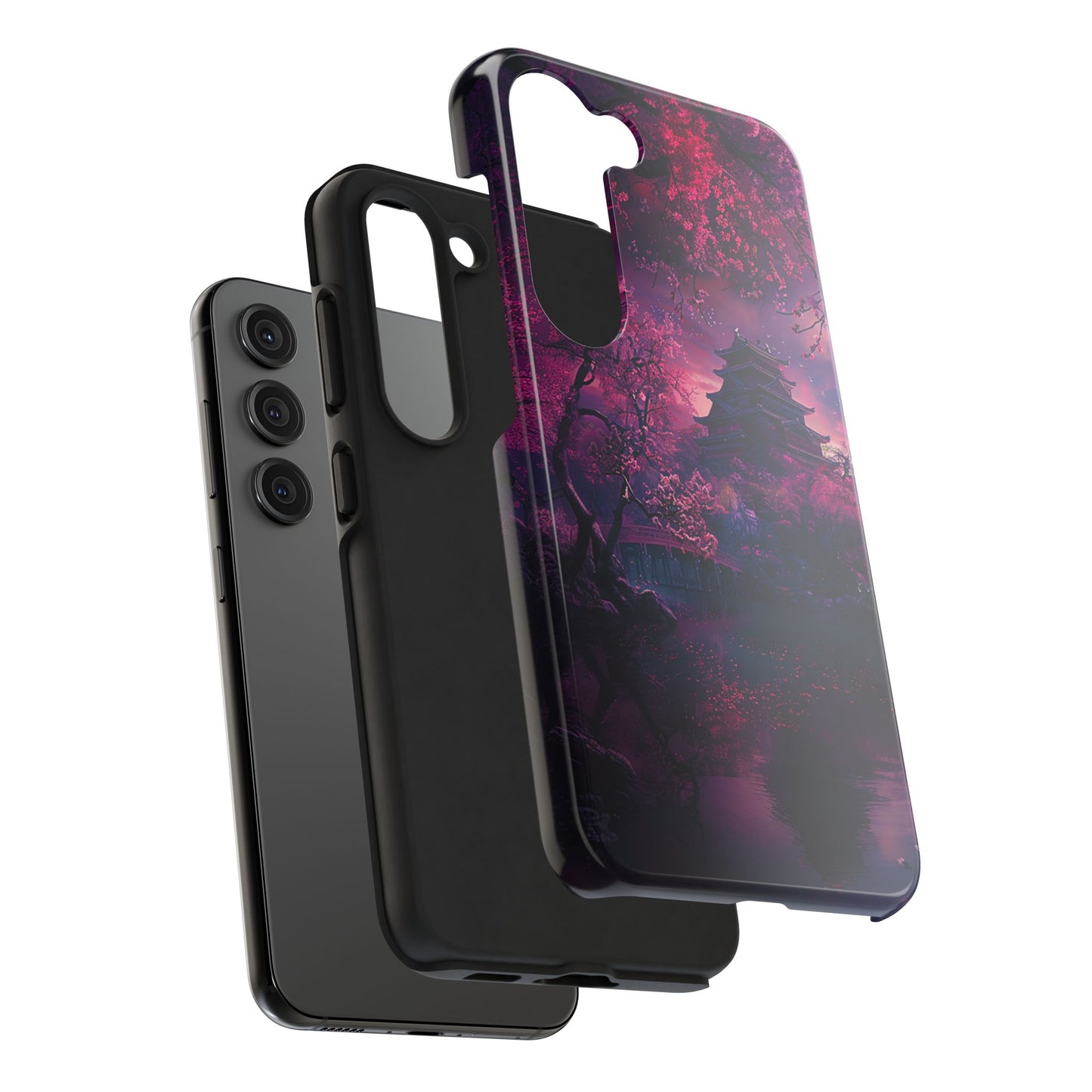 Japanese Cherry Blossum Castle Tough Phone Case iPhone Android