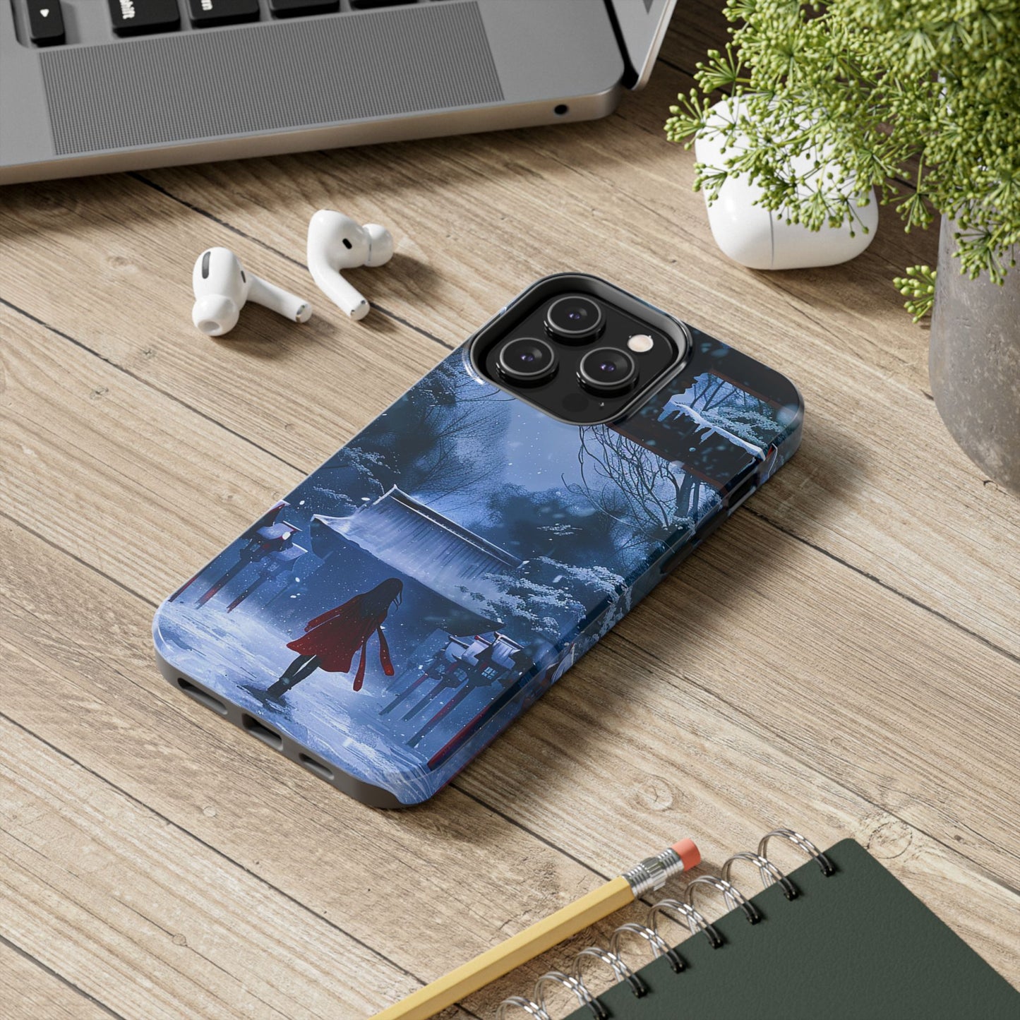Japanese Snowy Shinto Shrine Girl Tough Phone Cases iPhone Android