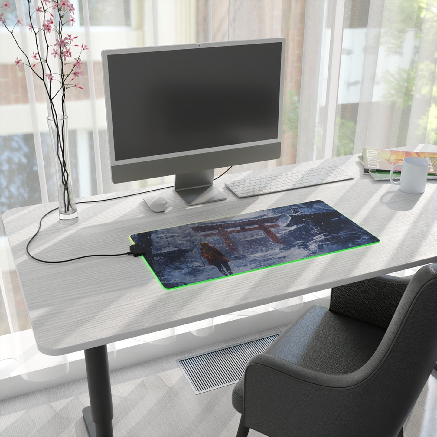 Dark Fantasy Snowy Tori Gate PC Gaming LED Gaming Mouse Pad