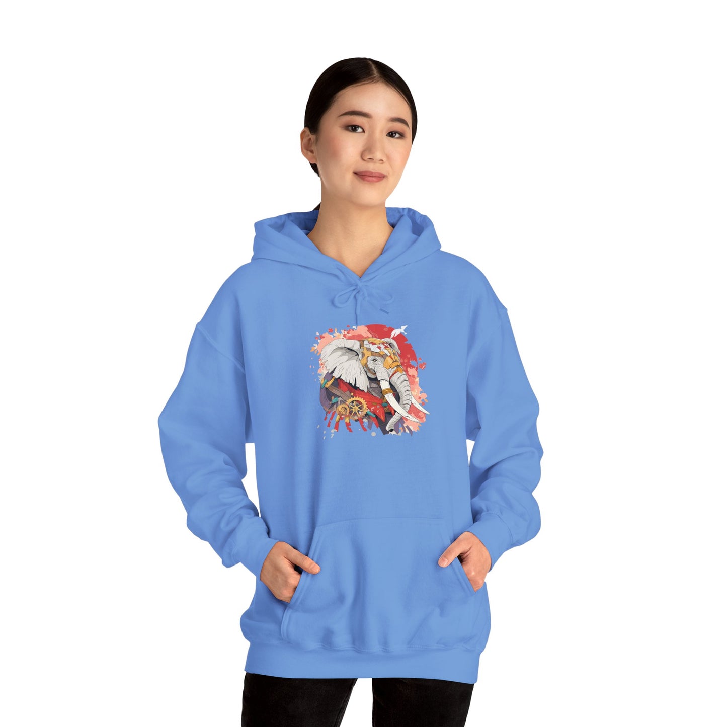 Steampunk Japanese Flowers Elephant Unisex Heavy Blend™ Hooded Sweatshirt
