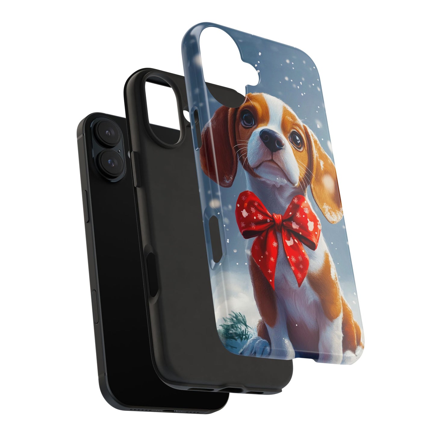 Snowy Cute Christmas Beagle Tough Phone Cases