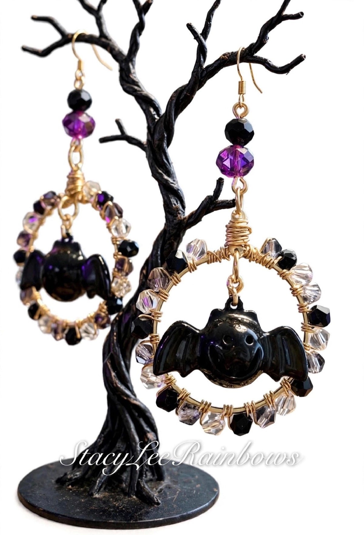 Bat Gold Hoop Earrings - Halloween Jewelry for Women - Spooky Cute Accessories - Gift for Her