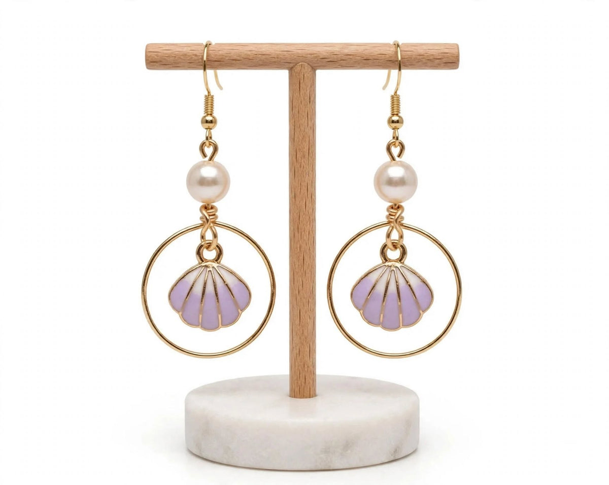 Clamshell Hoop Earrings, Summer Hoop Earrings, Under The Sea, Nautical Jewelry, Beach Earrings