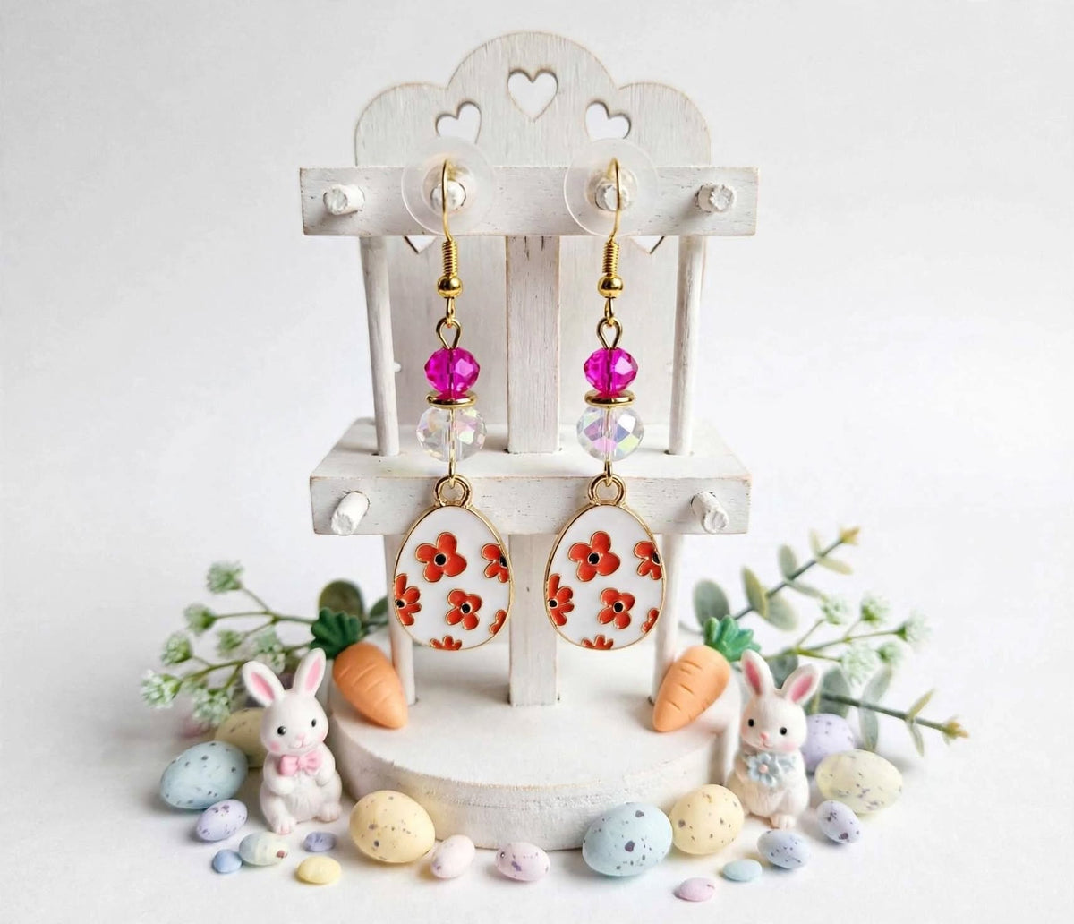 Cute Colorful Easter Egg - Flower Design Enamel Charm Jewelry