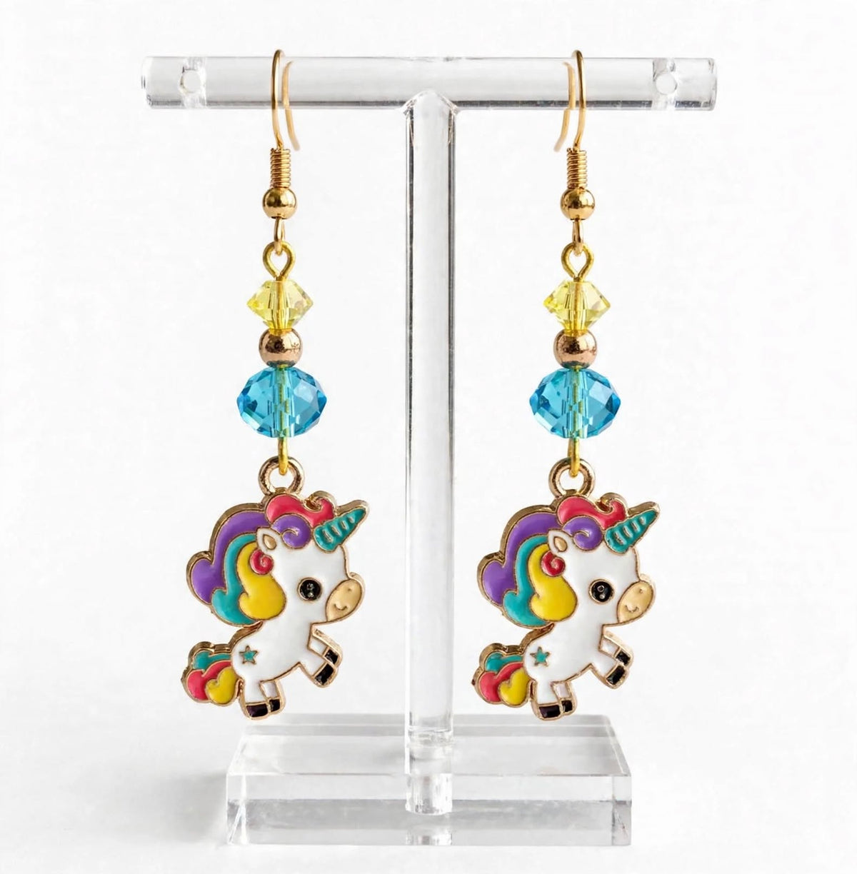 Colorful Unicorn Enamel Earrings - Fantastical Dangle Jewelry