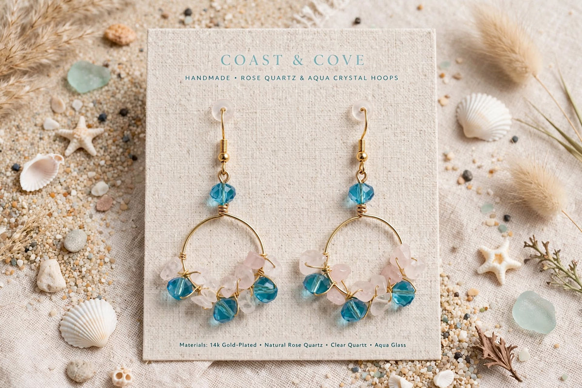 Handmade Wire-Wrapped Earrings with Swarovski Crystals