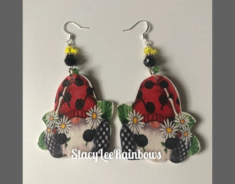 Spring/Summer Daisy Gnome Earring - Faux Leather Earrings