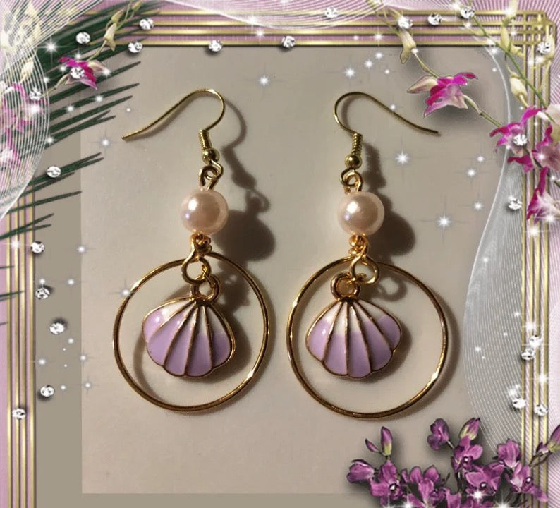Clamshell Hoop Earrings, Summer Hoop Earrings, Under The Sea, Nautical Jewelry, Beach Earrings