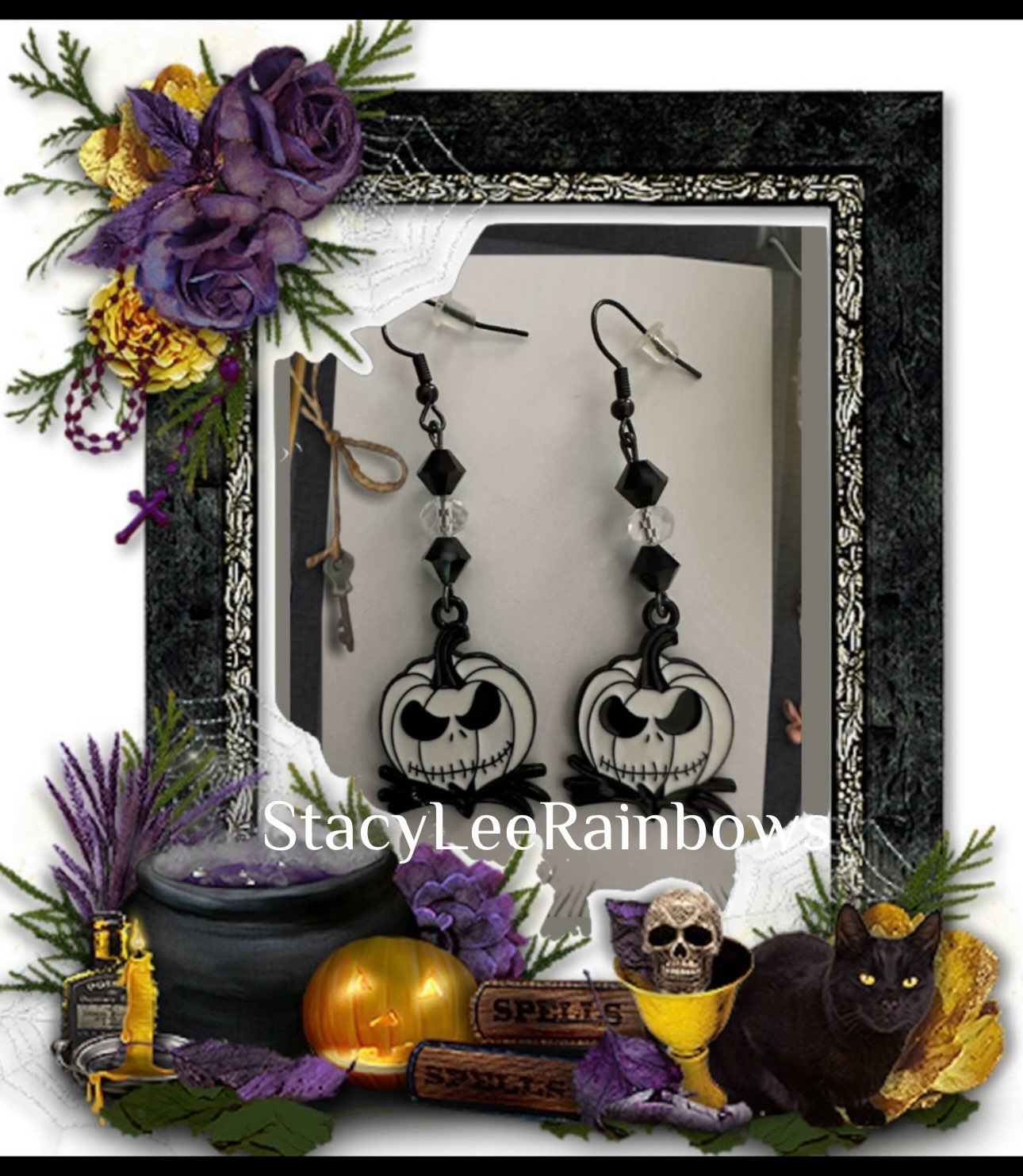 Dangle Enamel Halloween Pumpkin Head Earrings