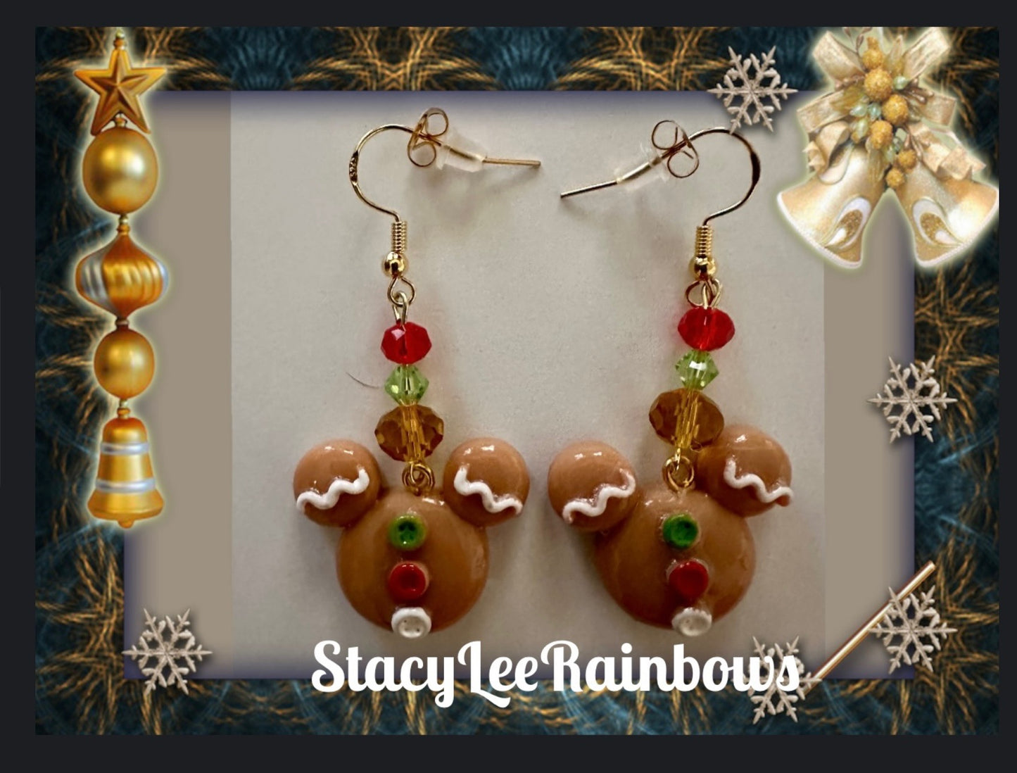Dangle Clay Resin Christmas Gingerbread Mouse Ears