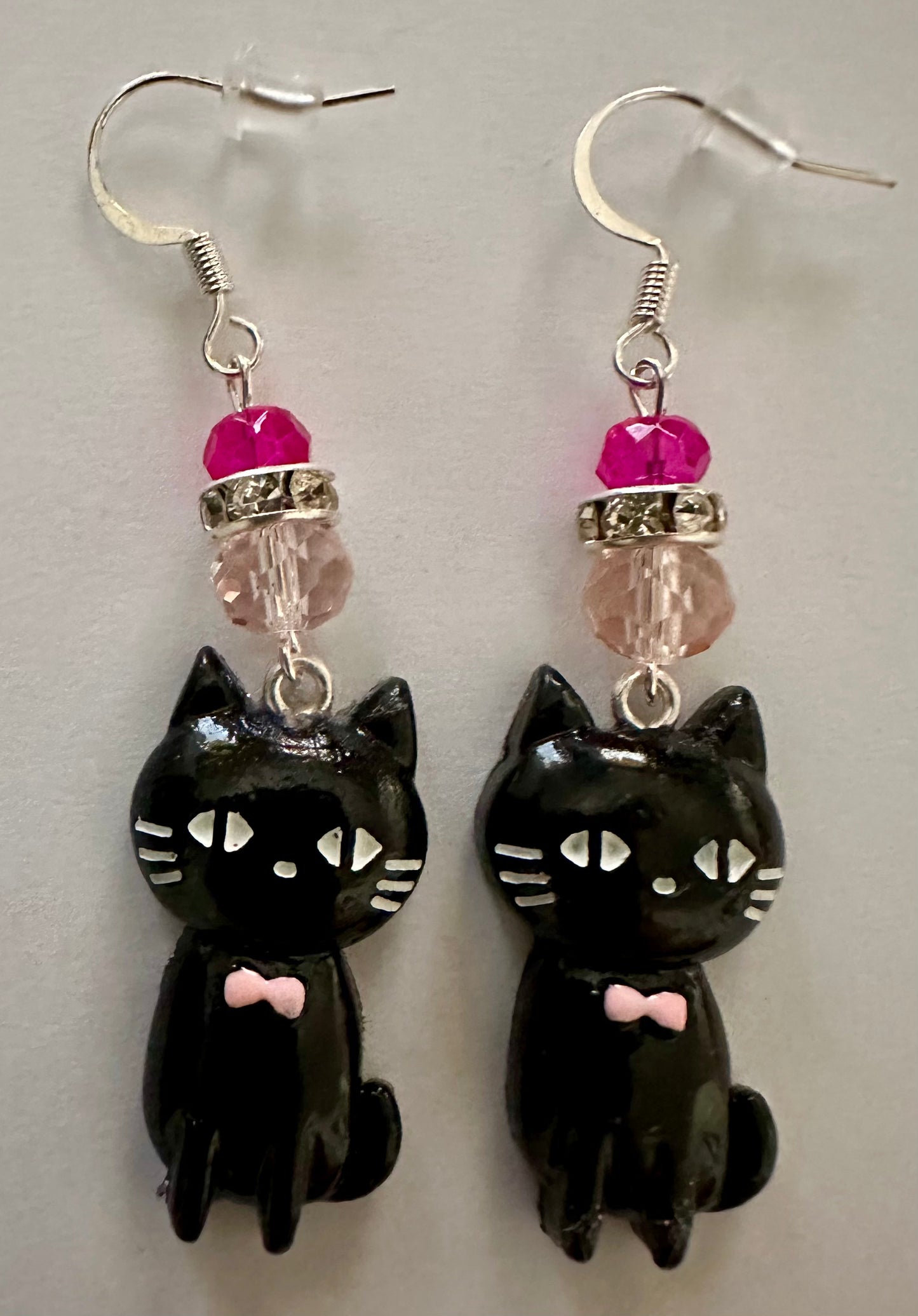 Dangle Clay Resin Halloween Black Cat Earrings