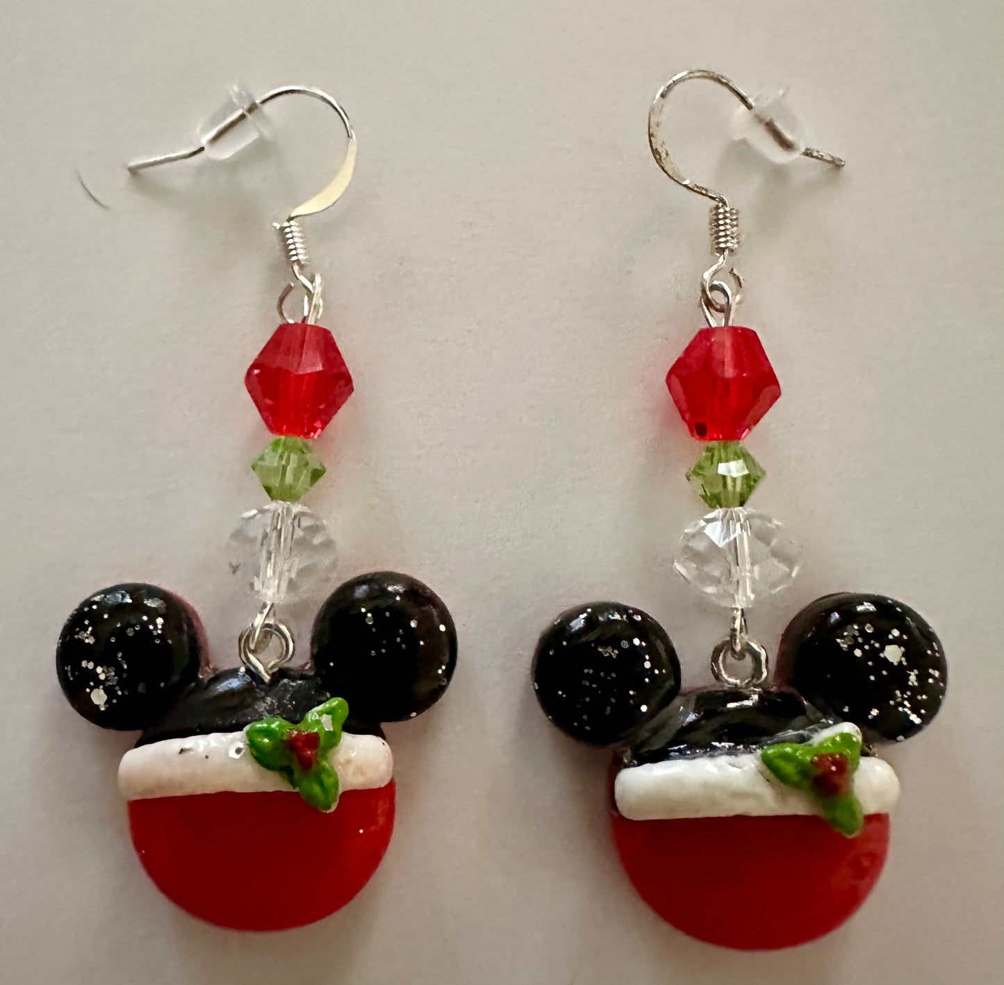 Dangle Clay Resin Christmas Themed Santa Hat Mouse Ears Earrings