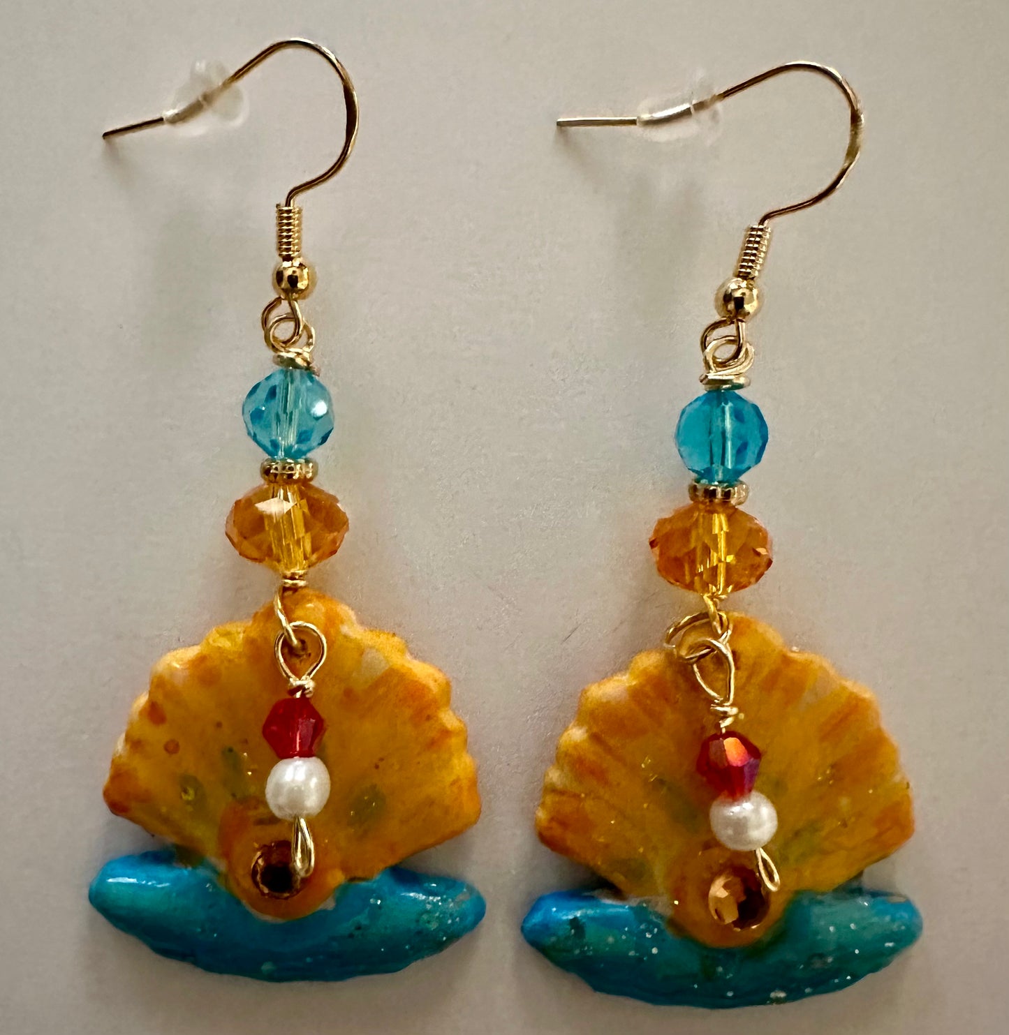 Dangle Clay Resin Summer Seashell Earrings