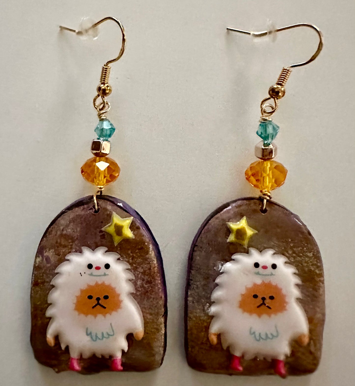 Spooky Halloween Abominable Snowman Dangle Earrings - Handmade Cute Clay Design
