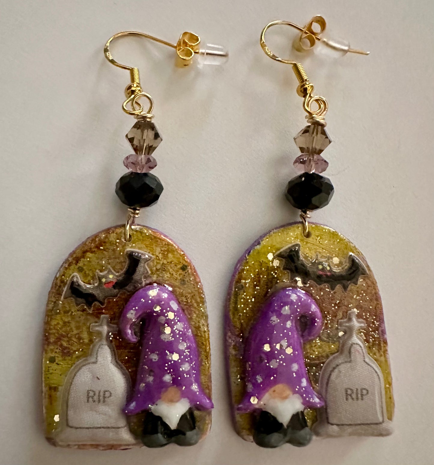 Dangle Clay Resin Gnome Halloween Earrings