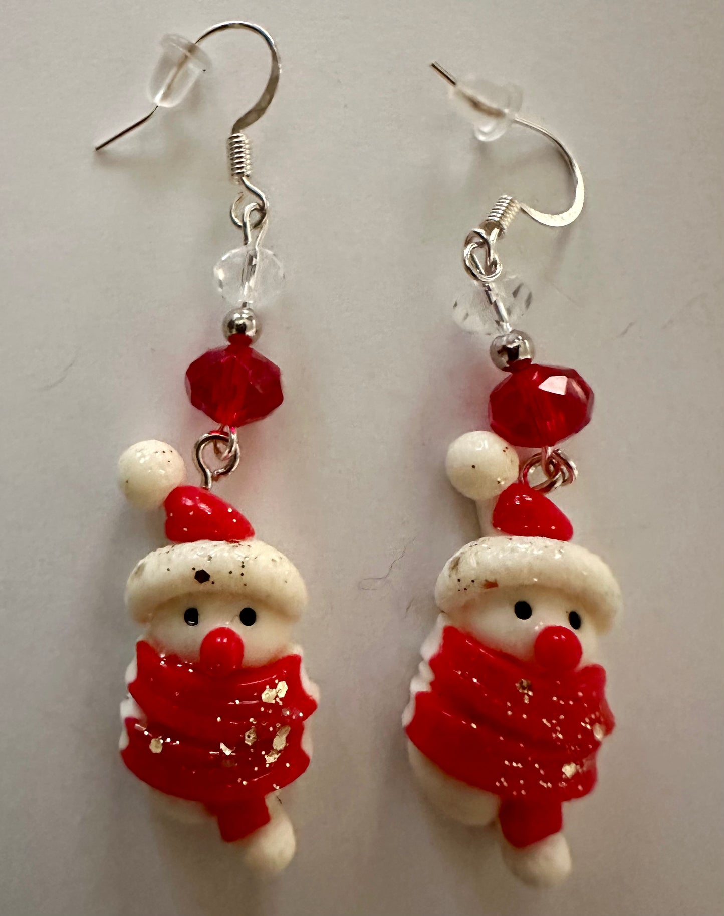 Handmade Clay Resin Dangle Snowman Earrings - Festive Holiday Jewelry with Hats and Scarves
