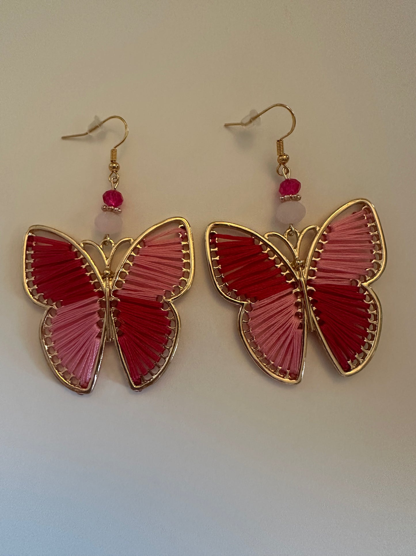 Yarn Butterfly Metal Earrings - Nature Dangle Jewelry