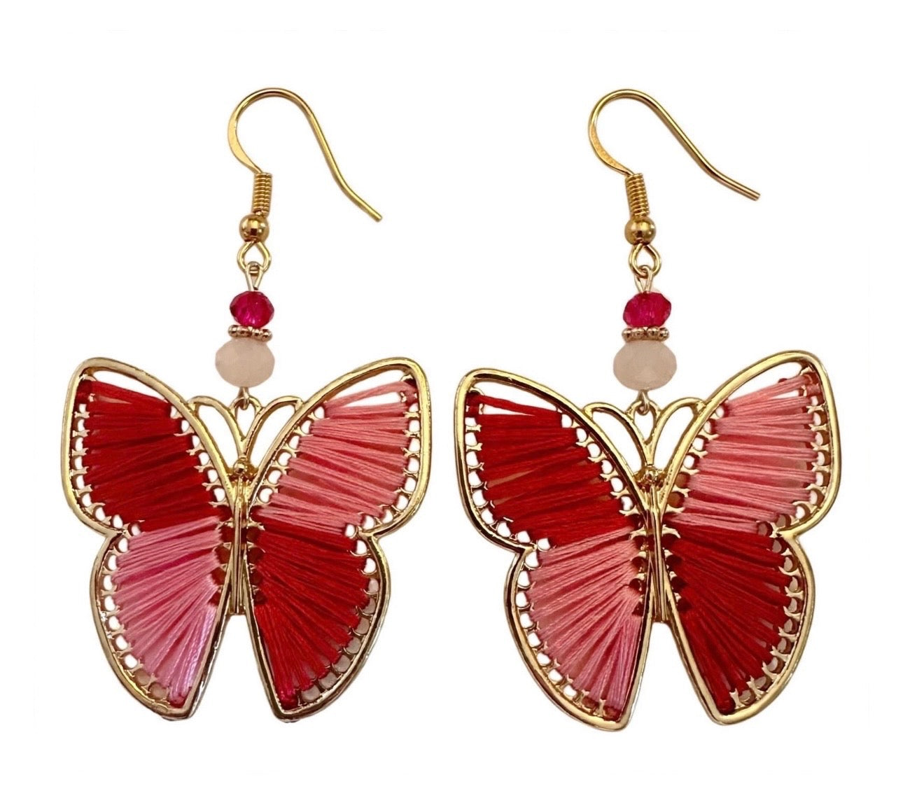 Yarn Butterfly Metal Earrings - Nature Dangle Jewelry