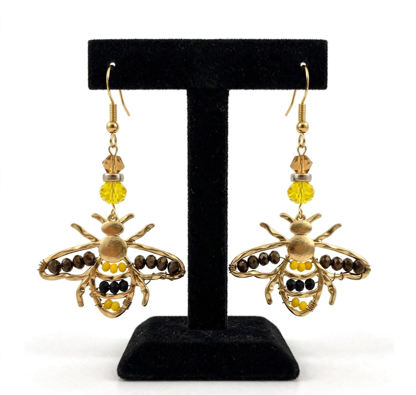Bee Metal Earrings - Nature-Themed Dangle Jewelry