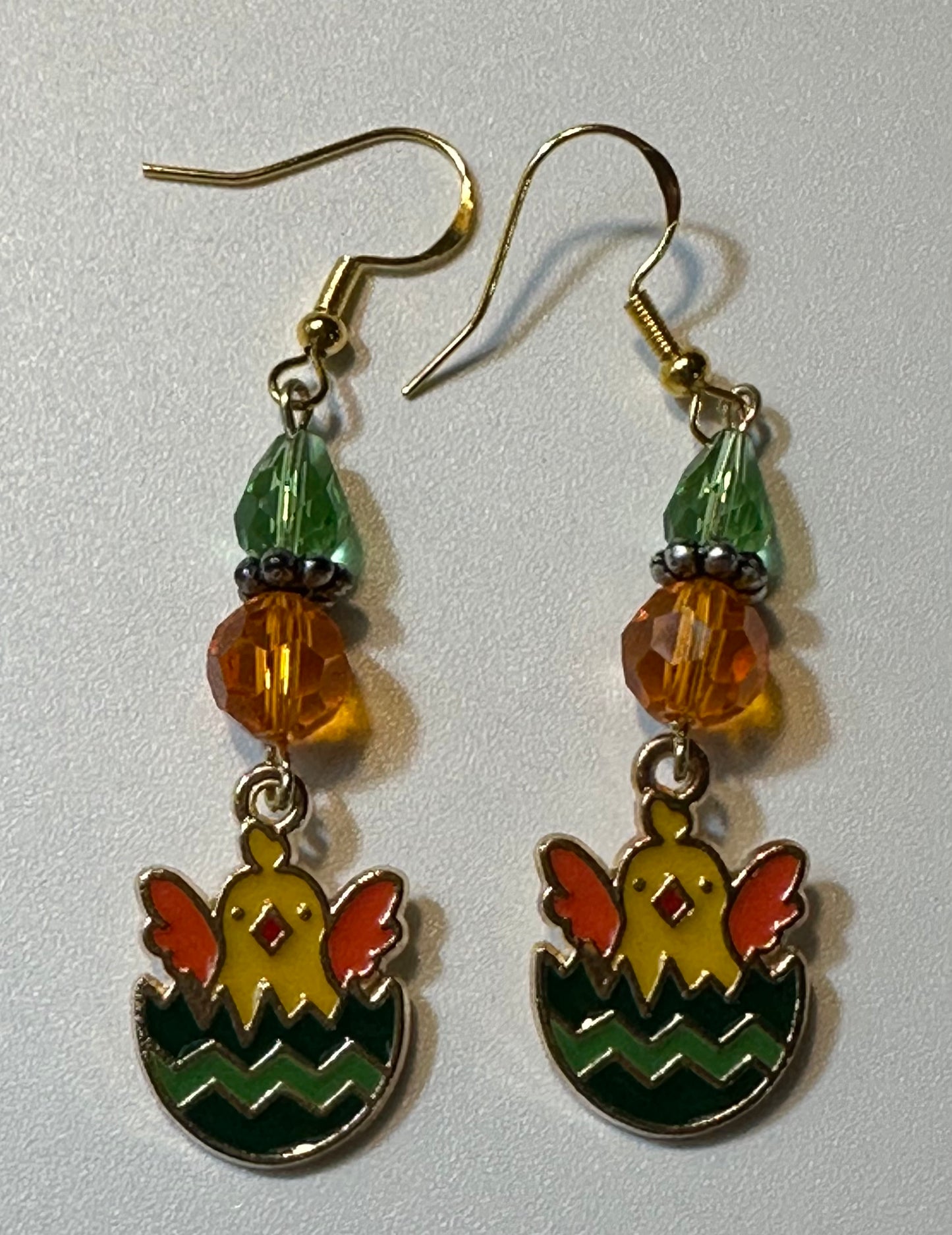 Joyful Hatching Easter Chick Enamel Charm Earrings - Springtime Dangle Jewelry