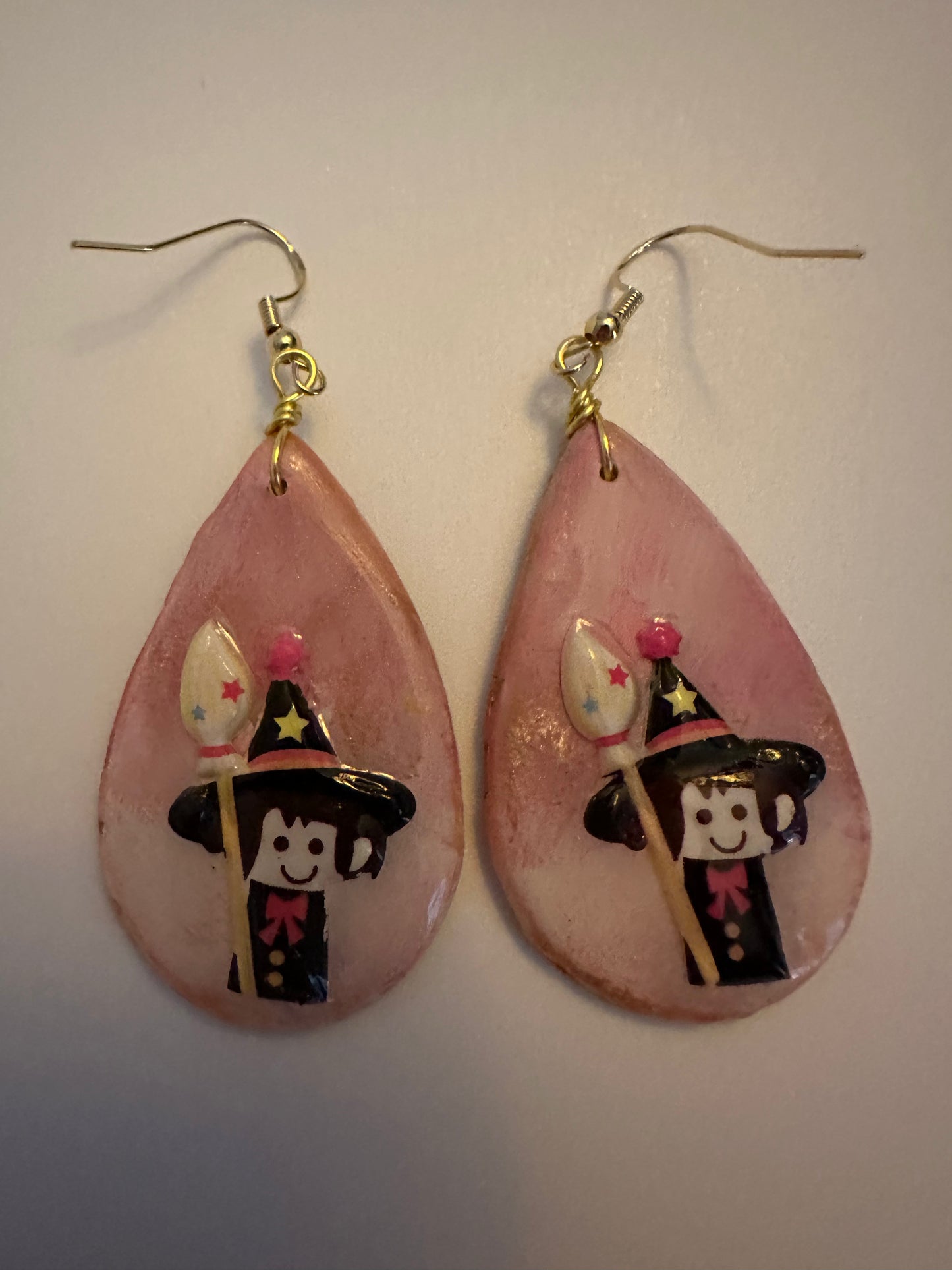 Halloween Witch Clay Resin Earrings - Festive Whimsical Teardrop Jewelry