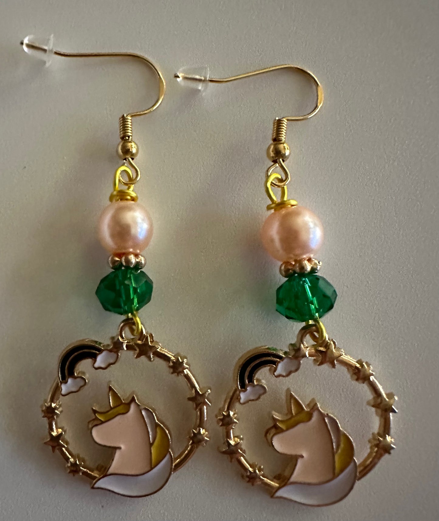 Gold-Plated Unicorn Enamel Earrings - Elegant Dangle Jewelry