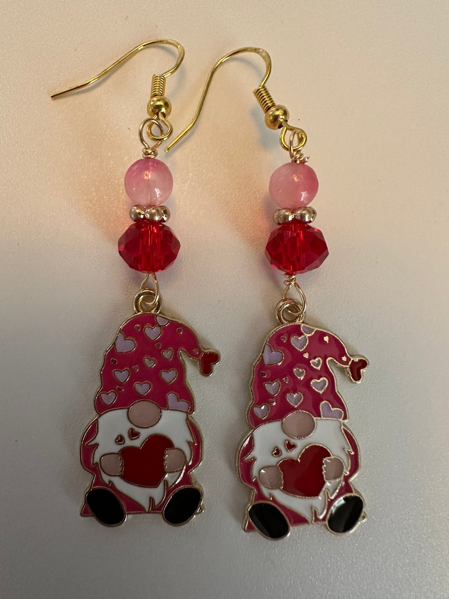 Valentine's Day Themed Gnome Enamel Earrings - Heart Warming Dangle Jewelry