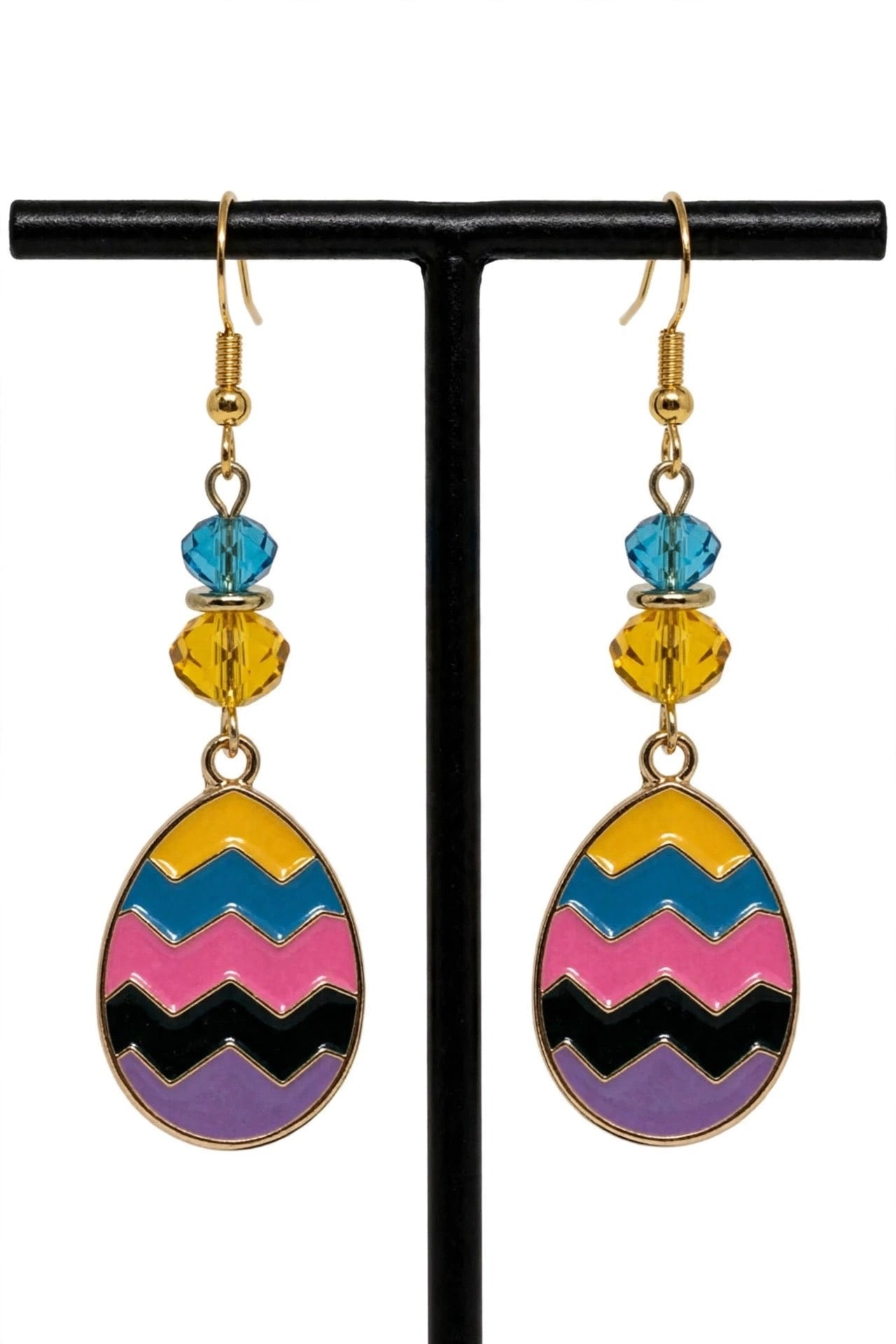 Cute Colorful Easter Egg - Zigzag Design Enamel Charm Jewelry