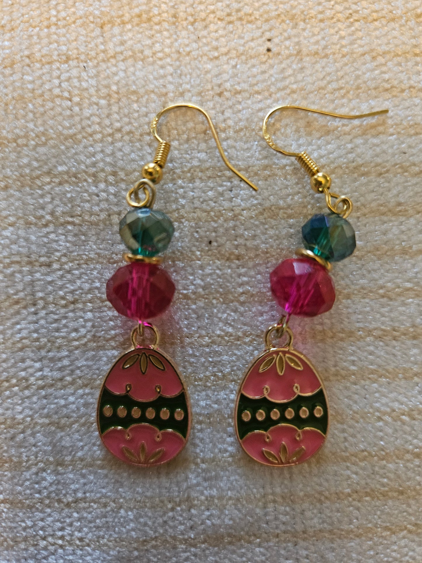 Cute Colorful Easter Egg - Floral Alternate Beads Egg Design Enamel Charm Jewelry