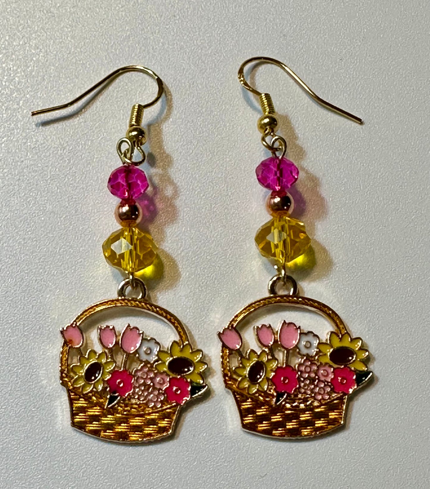 Springtime Bouquet Bloom Enamel Charm Earrings - Dangle Earrings