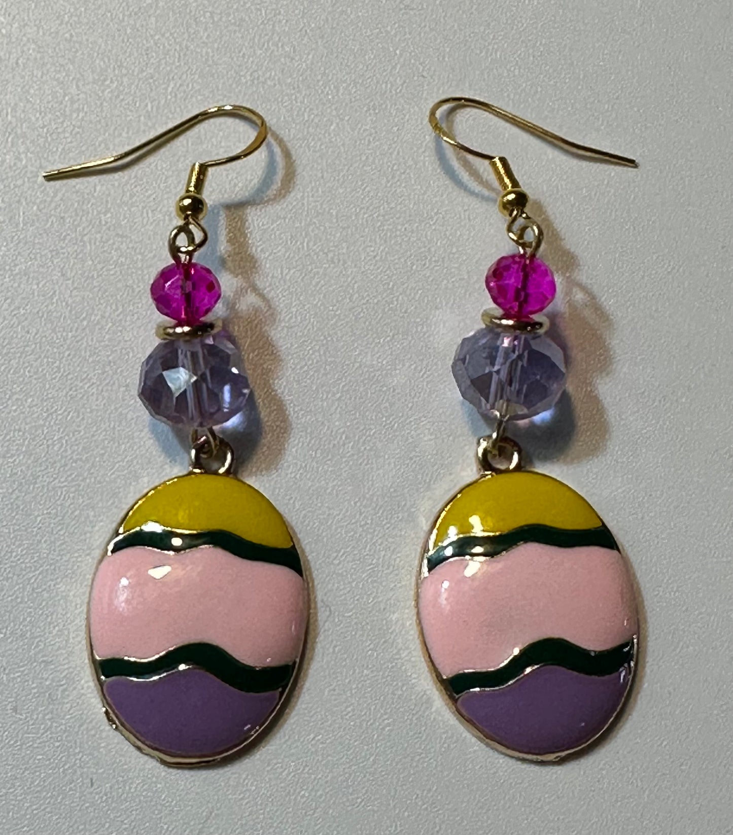Soft Pastel Colored Easter Egg Enamel Charm Earrings - Spring Dangle Jewelry
