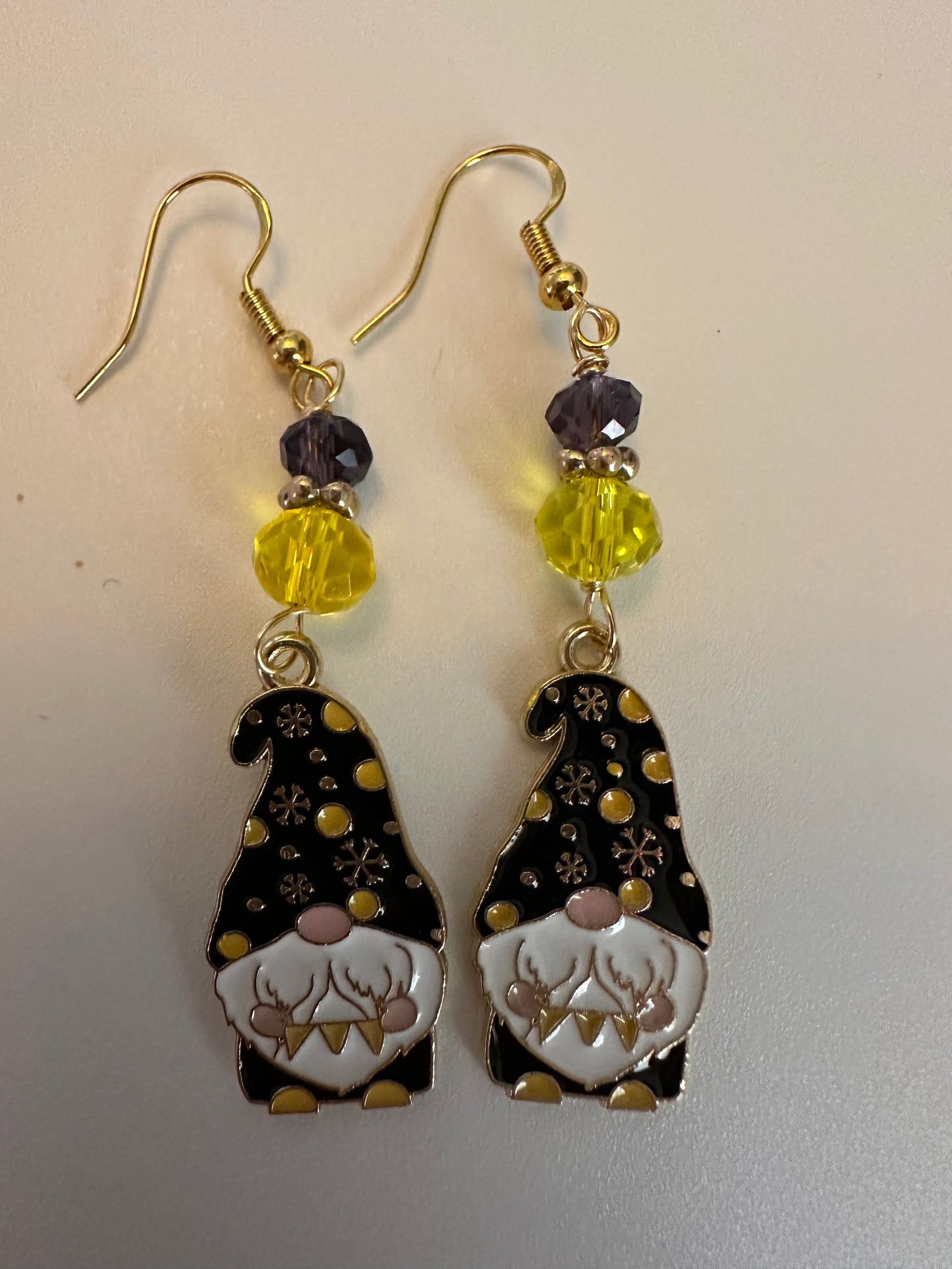 Winter-Themed Gnome Enamel Earrings - Festive Whimsical Dangle Jewelry