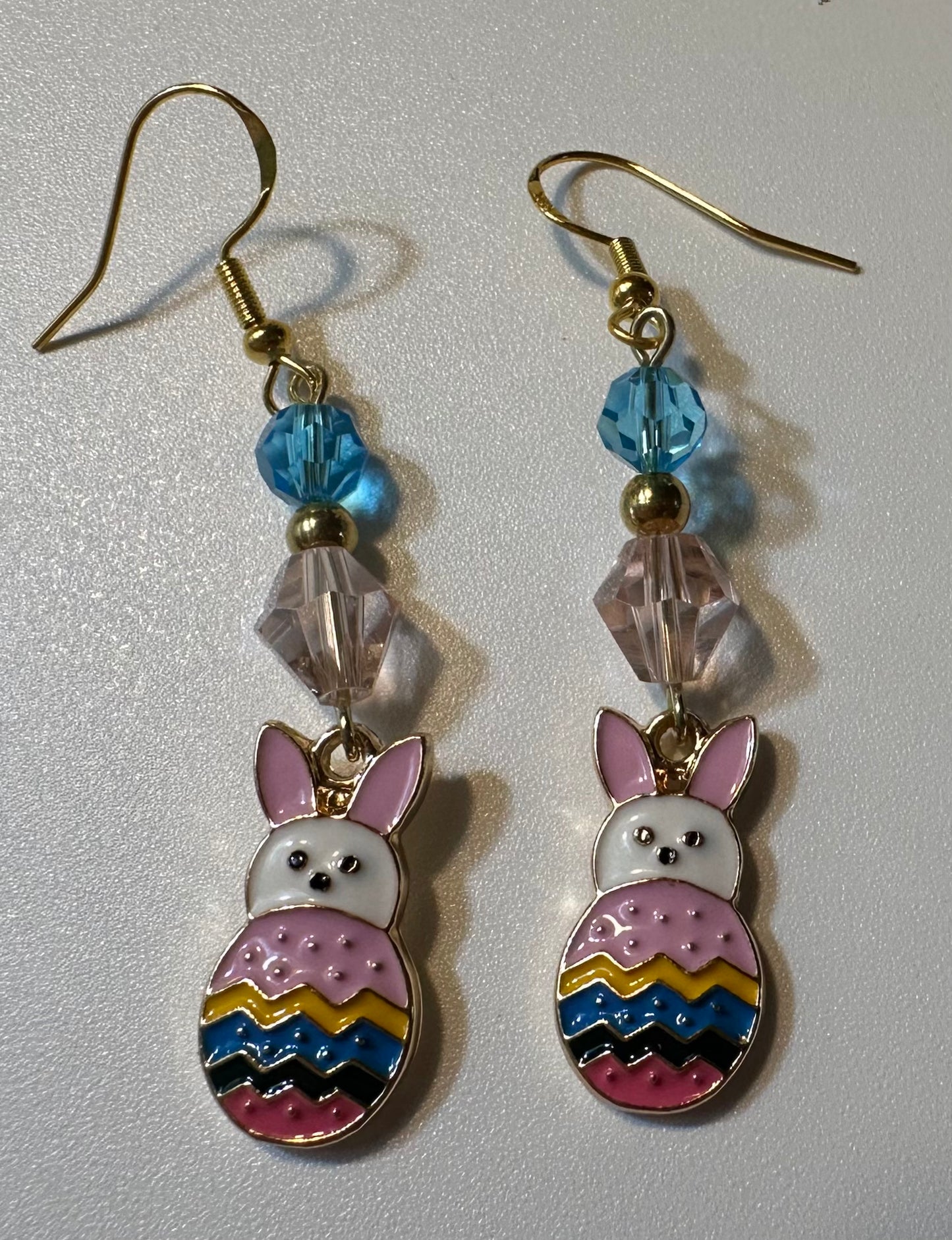 Peekaboo Easter Bunny Egg Enamel Earrings - Dangle Jewelry