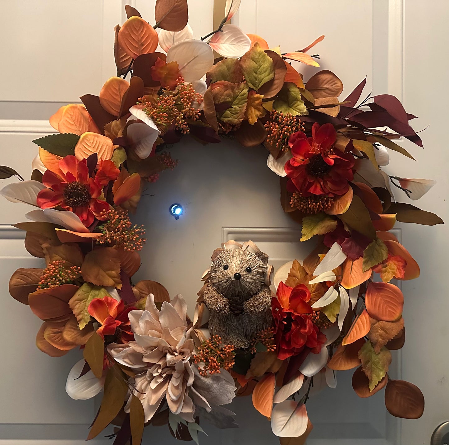 Fall Hedgehog Wreath - Woodland Seasonal Decoration