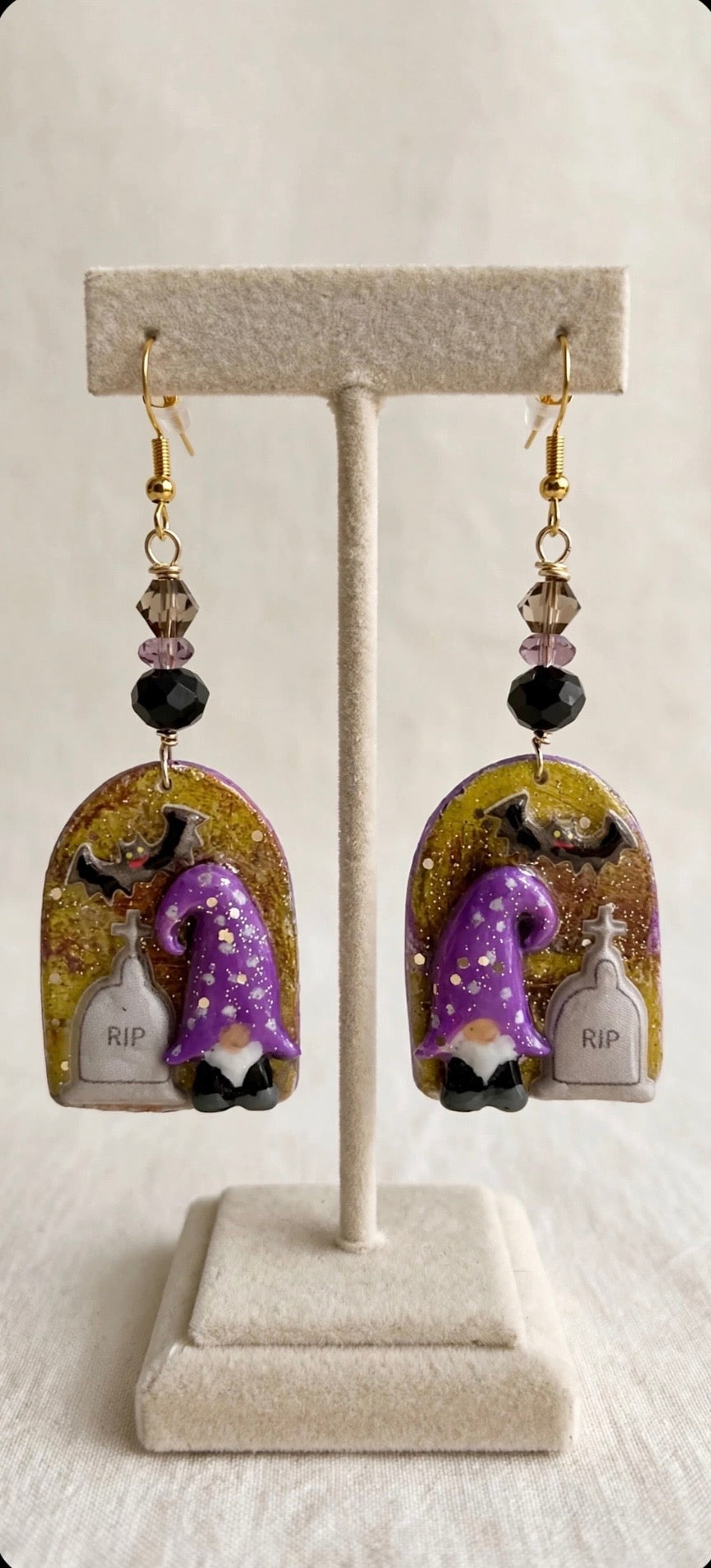 Dangle Clay Resin Gnome Halloween Earrings