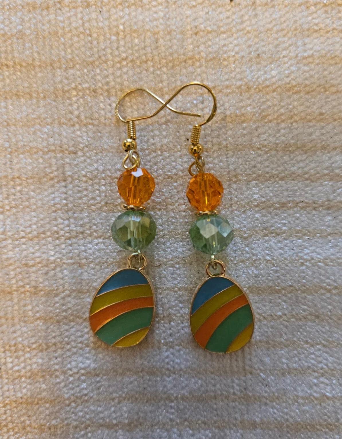 Cute Colorful Easter Egg - Striped Design Enamel Charm Dangle Jewelry
