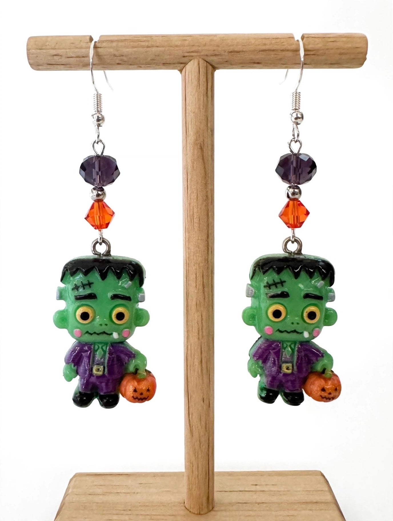 Frankenstein Trick-or-Treat Clay & Resin Earrings - Cute Halloween Jewelry