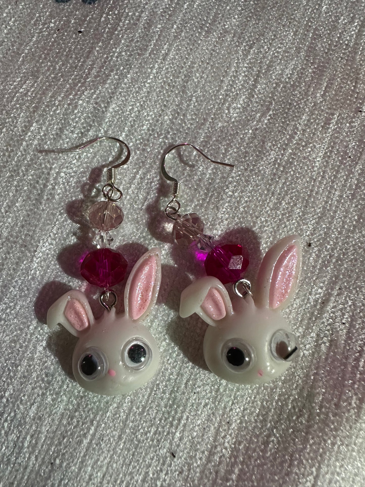 Cute Pink Easter Bunny - Pink Design Clay Resin Dangle Jewelry