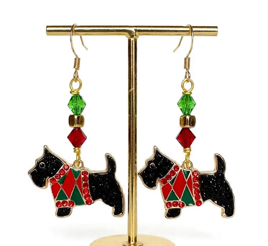 Scottie Dog Enamel Earrings - Cute Dangle Jewelry