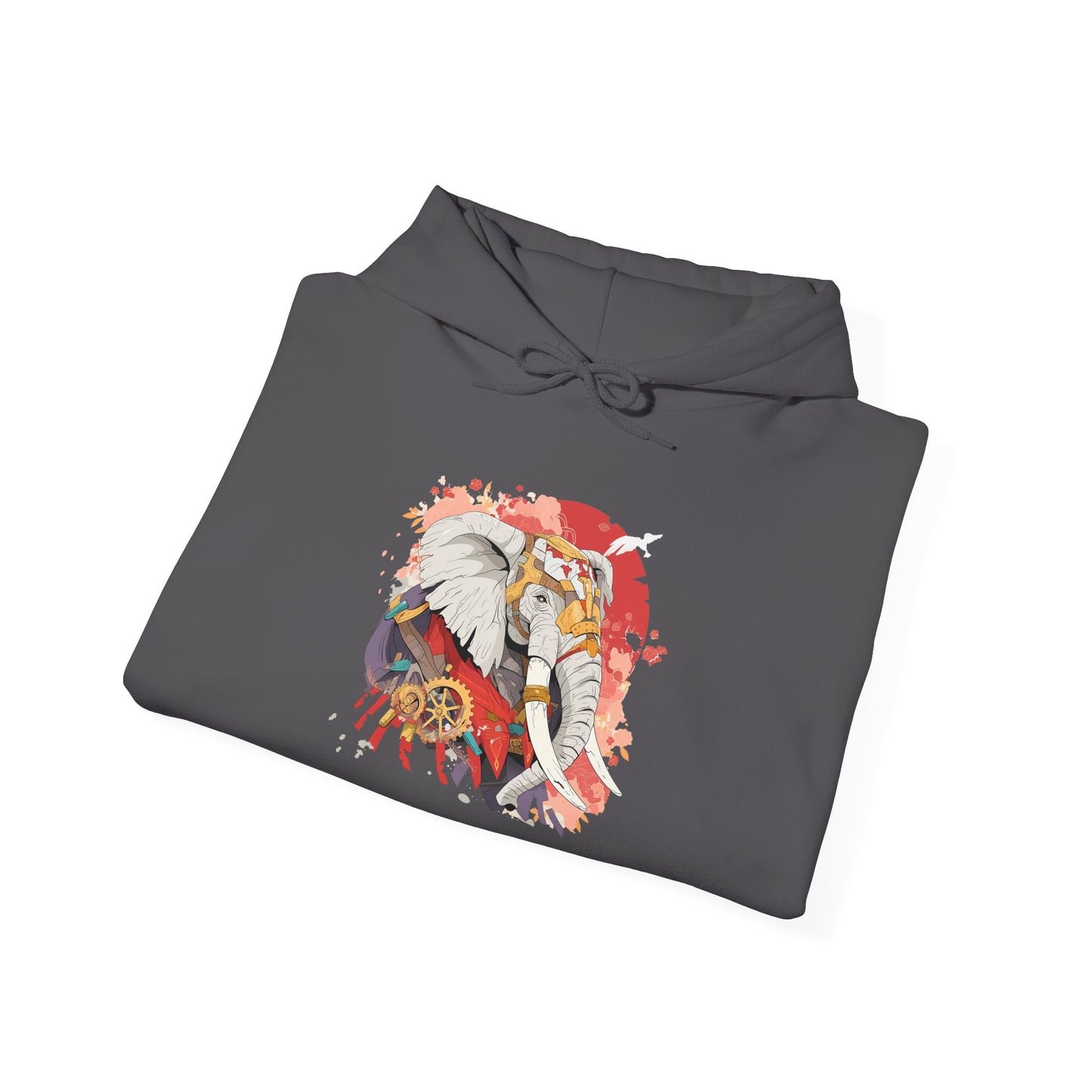 Steampunk Japanese Flowers Elephant Unisex Heavy Blend™ Hooded Sweatshirt